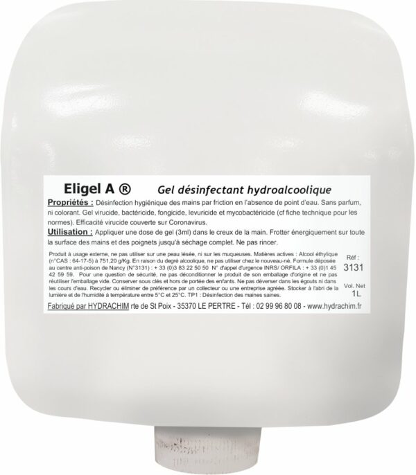 GEL HYDROALCOOLIQUE ELIGEL A 6X1L POCHE